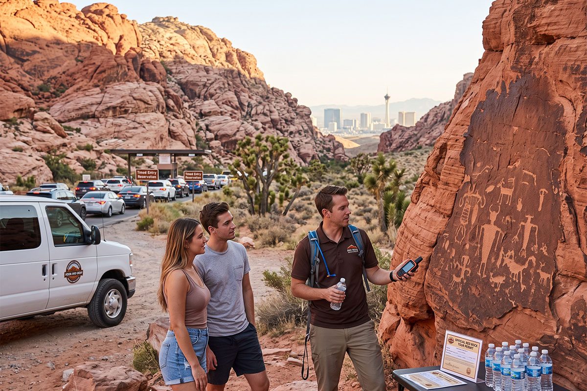 Visitor at Red Rock Canyon tour overlook